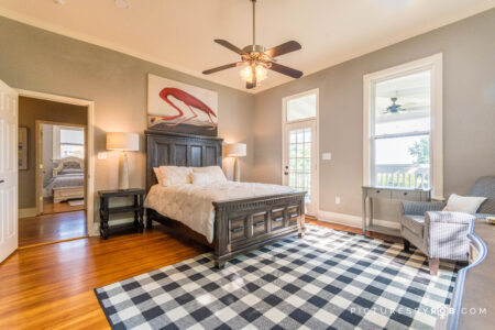 an elegant bedroom at a vacation rental in Hot Springs, AR